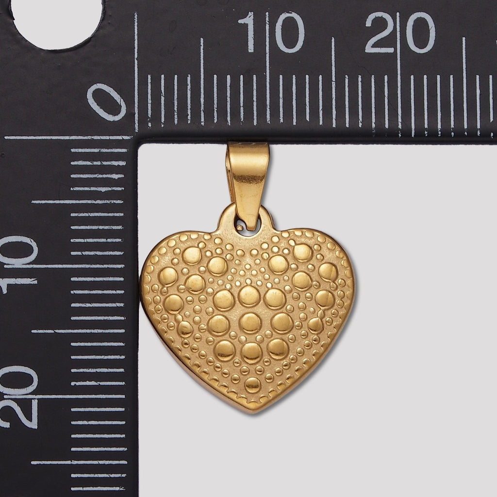 Launch Promo: 24K Gold PVD Stainless Steel Vintage Dotted Love Heart Pendant | Sold Each