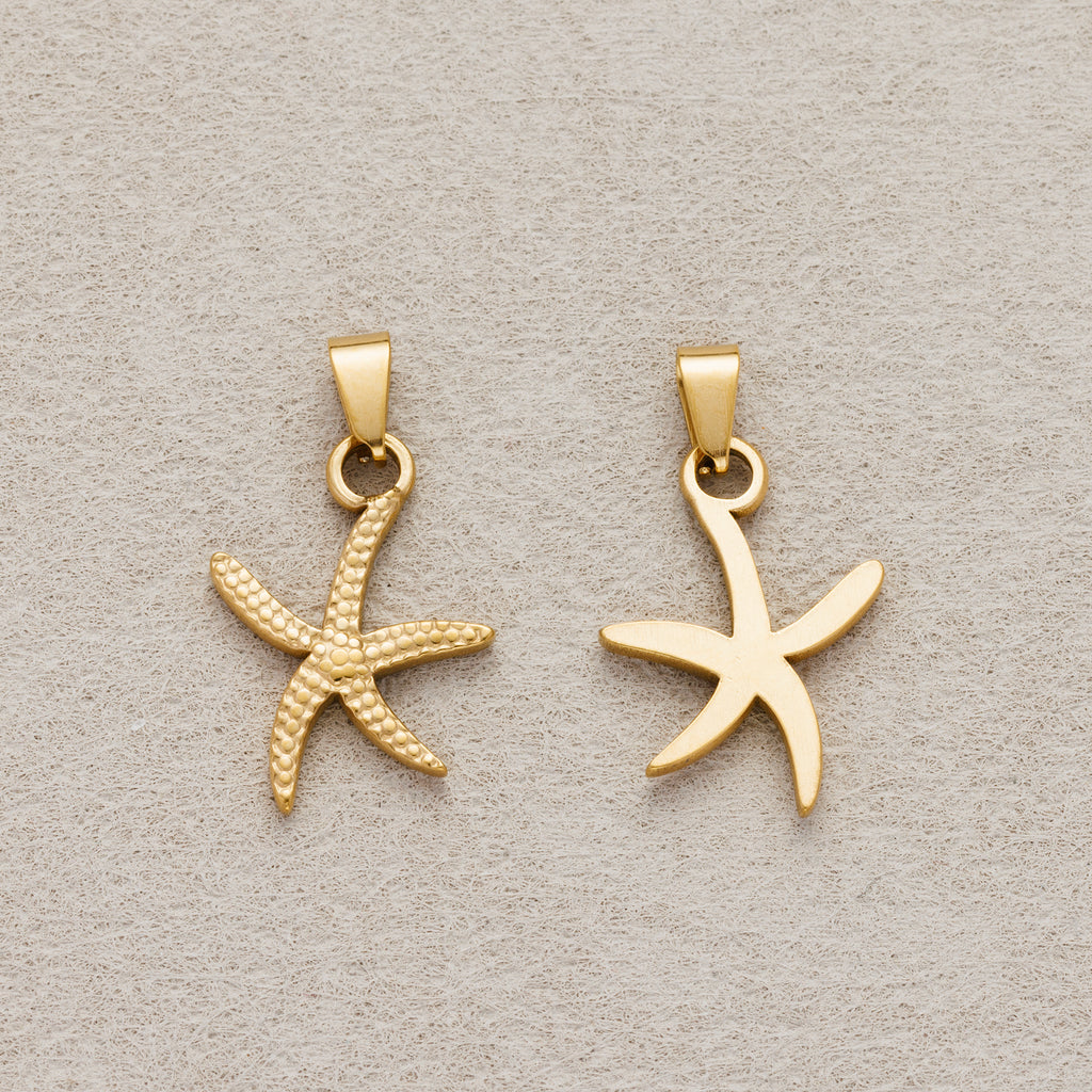 Launch Promo: 24K Gold PVD Stainless Steel Textured Ocean Starfish Pendant | Sold Each