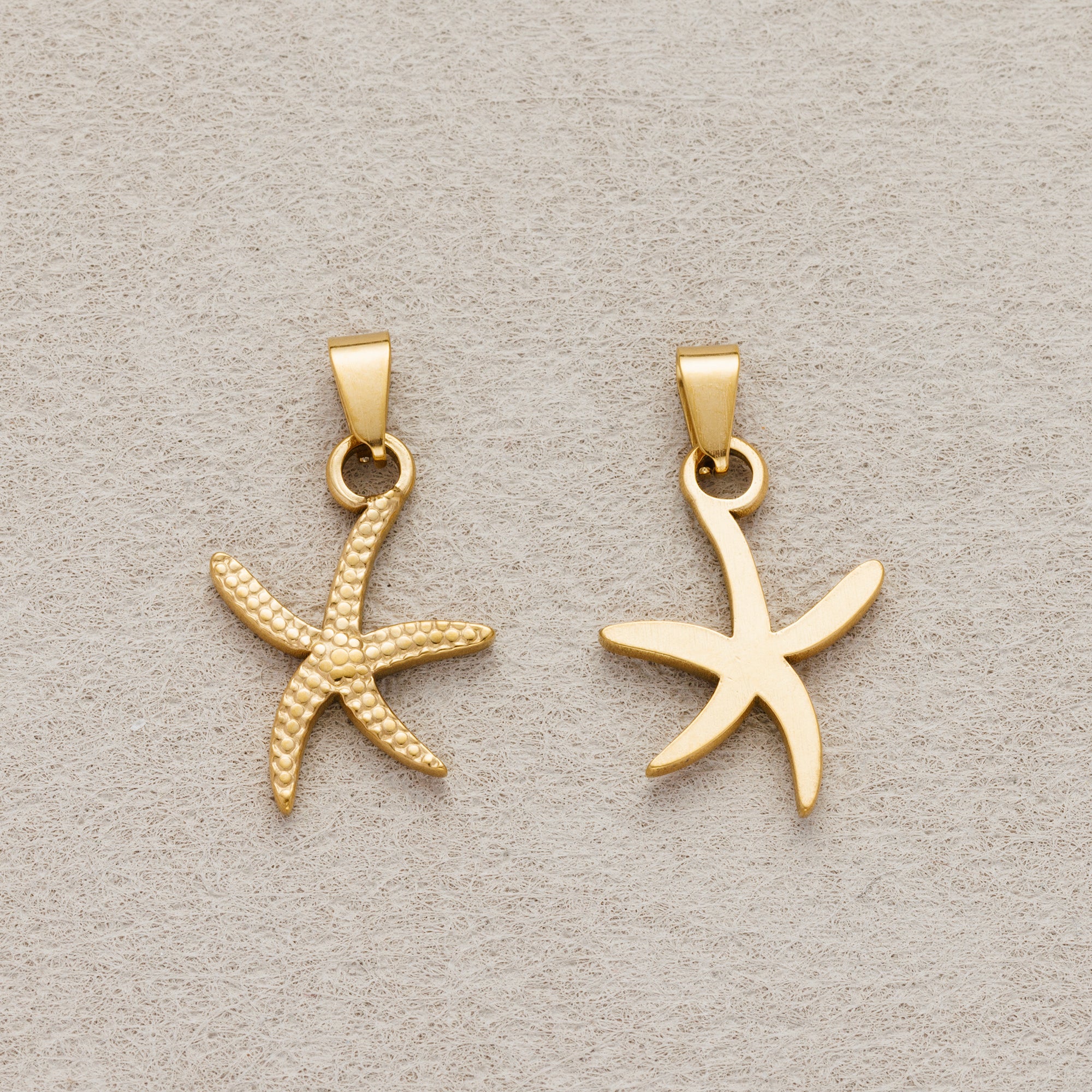 Launch Promo: 24K Gold PVD Stainless Steel Textured Ocean Starfish Pendant | Sold Each