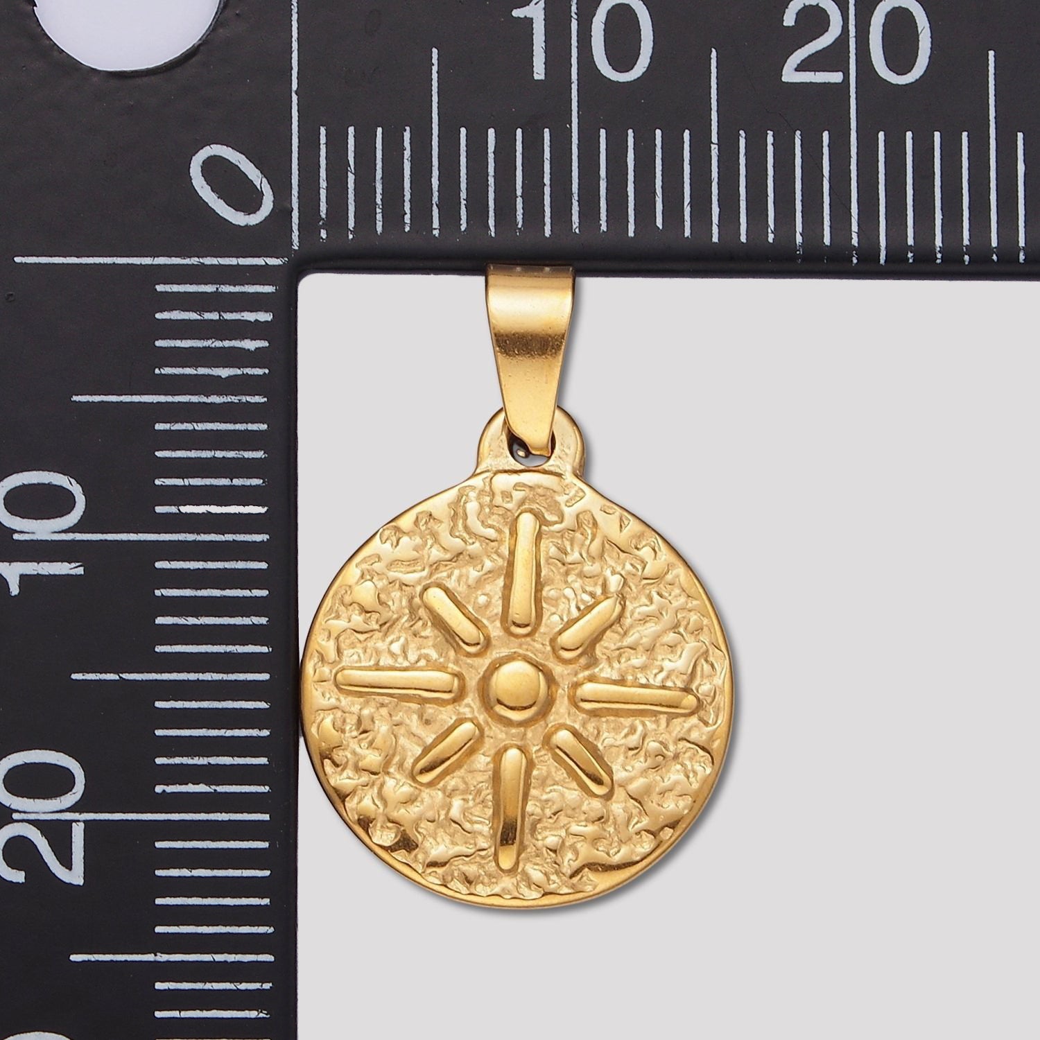 Launch Promo: 24K Gold PVD Stainless Steel Vintage Sunburst Coin Pendant | Sold Each