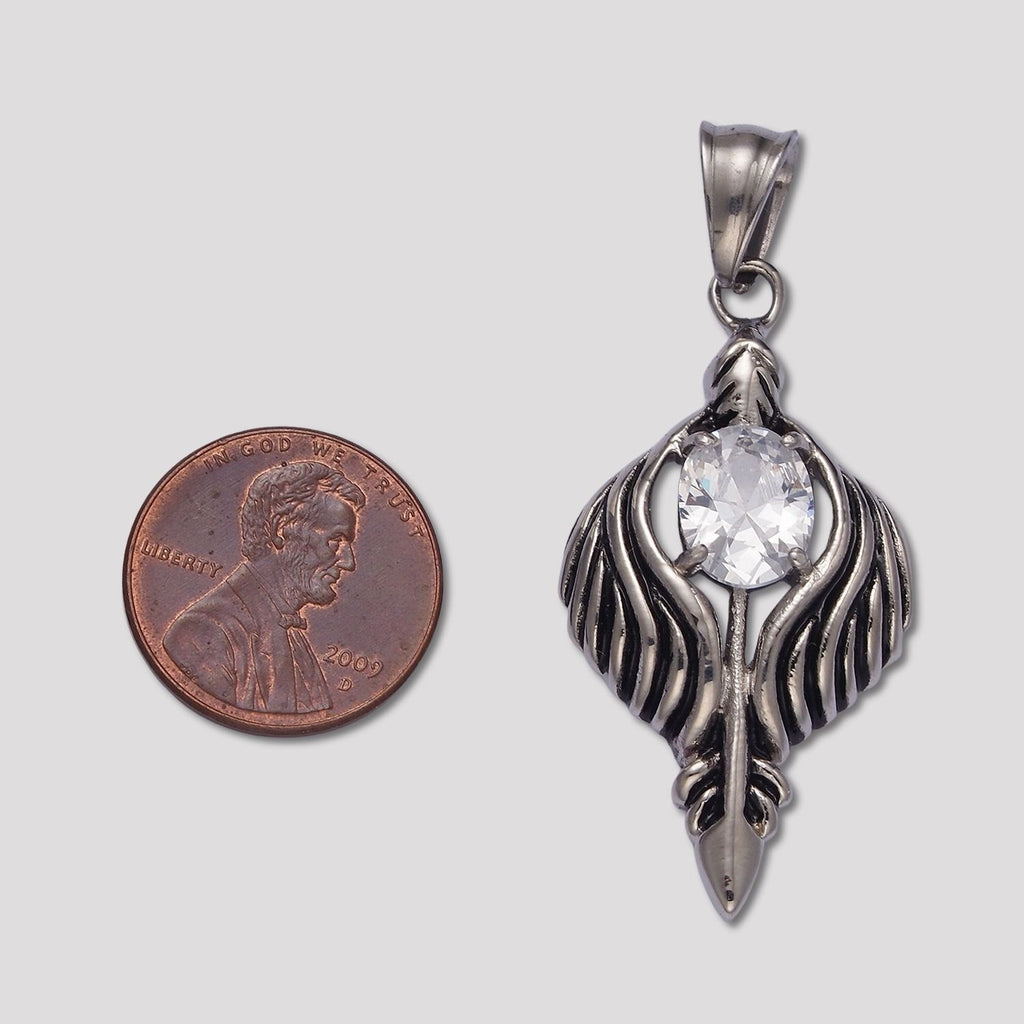 Launch Promo: Stainless Steel Guardian Angel Wings Spear Pendant | Sold Each