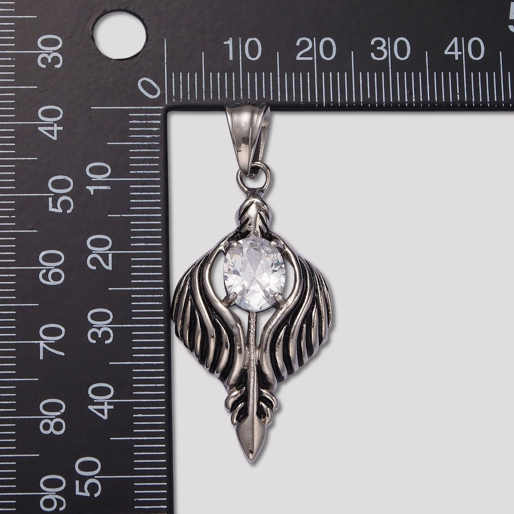 Launch Promo: Stainless Steel Guardian Angel Wings Spear Pendant | Sold Each