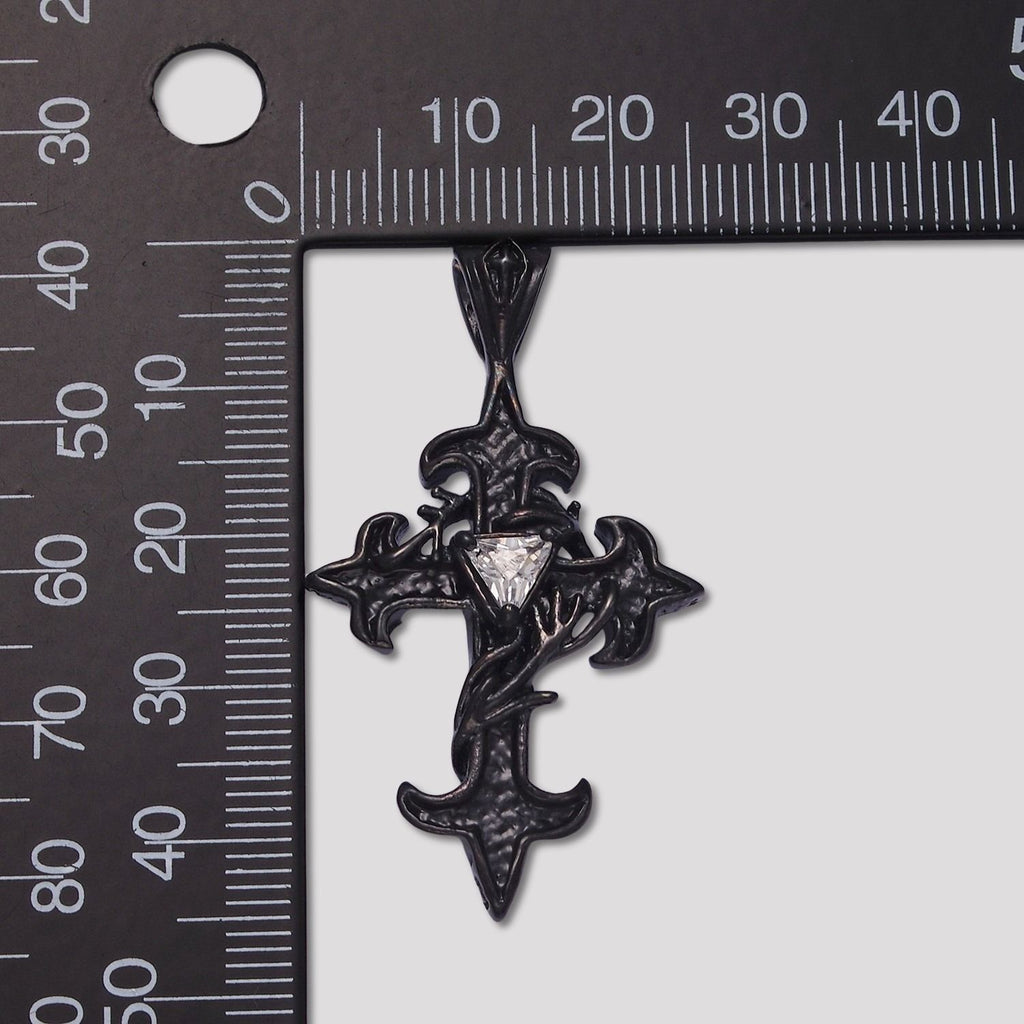 Launch Promo: Stainless Steel Black Gothic Thorn Cross Pendant | Sold Each