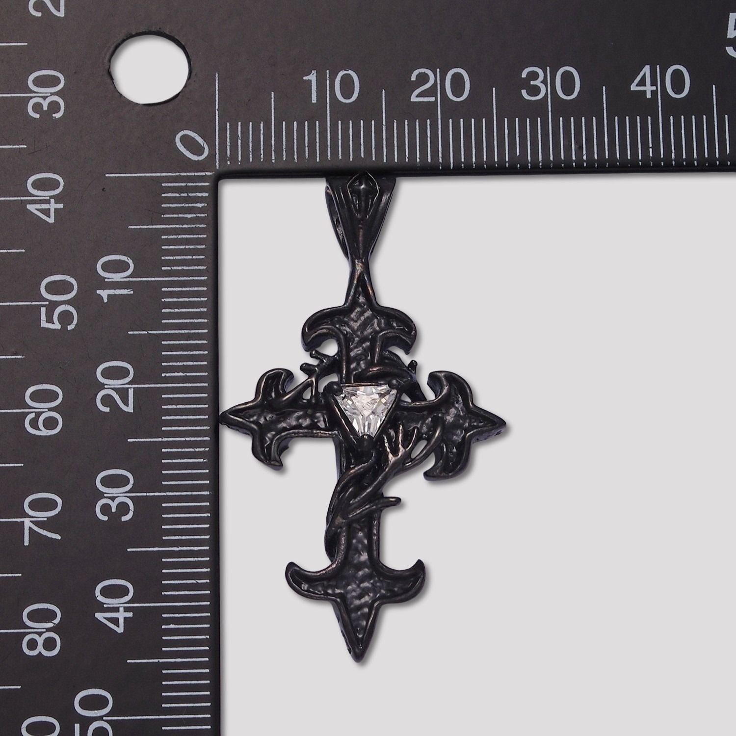 Launch Promo: Stainless Steel Black Gothic Thorn Cross Pendant | Sold Each