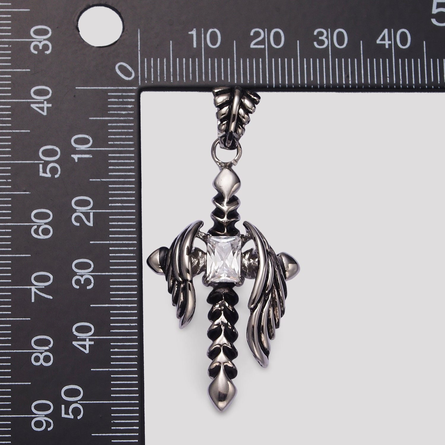 Launch Promo: Stainless Steel Gothic Wings Sword Cross Pendant | Sold Each