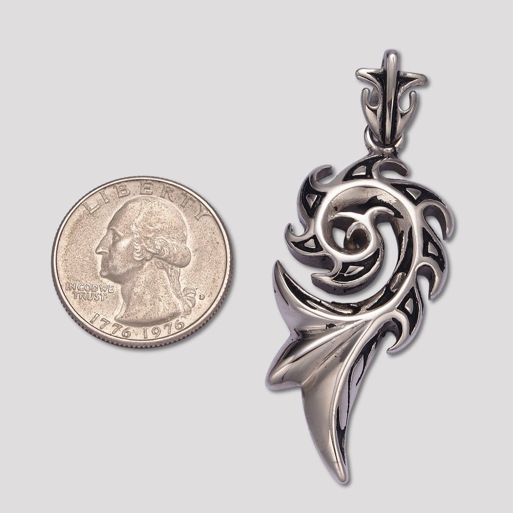 Launch Promo: Stainless Steel Gothic Tribal Spiral Phoenix Pendant | Sold Each