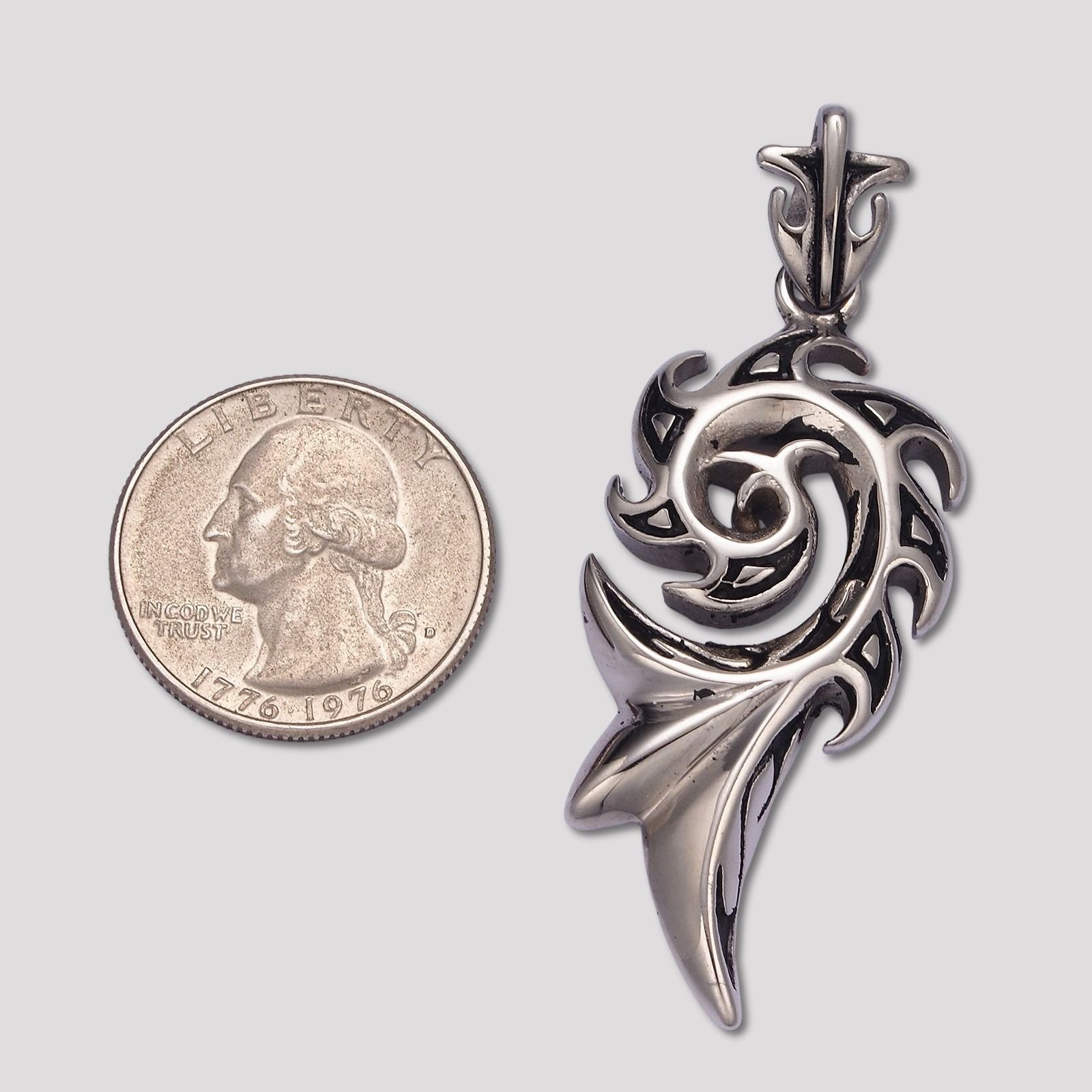 Launch Promo: Stainless Steel Gothic Tribal Spiral Phoenix Pendant | Sold Each