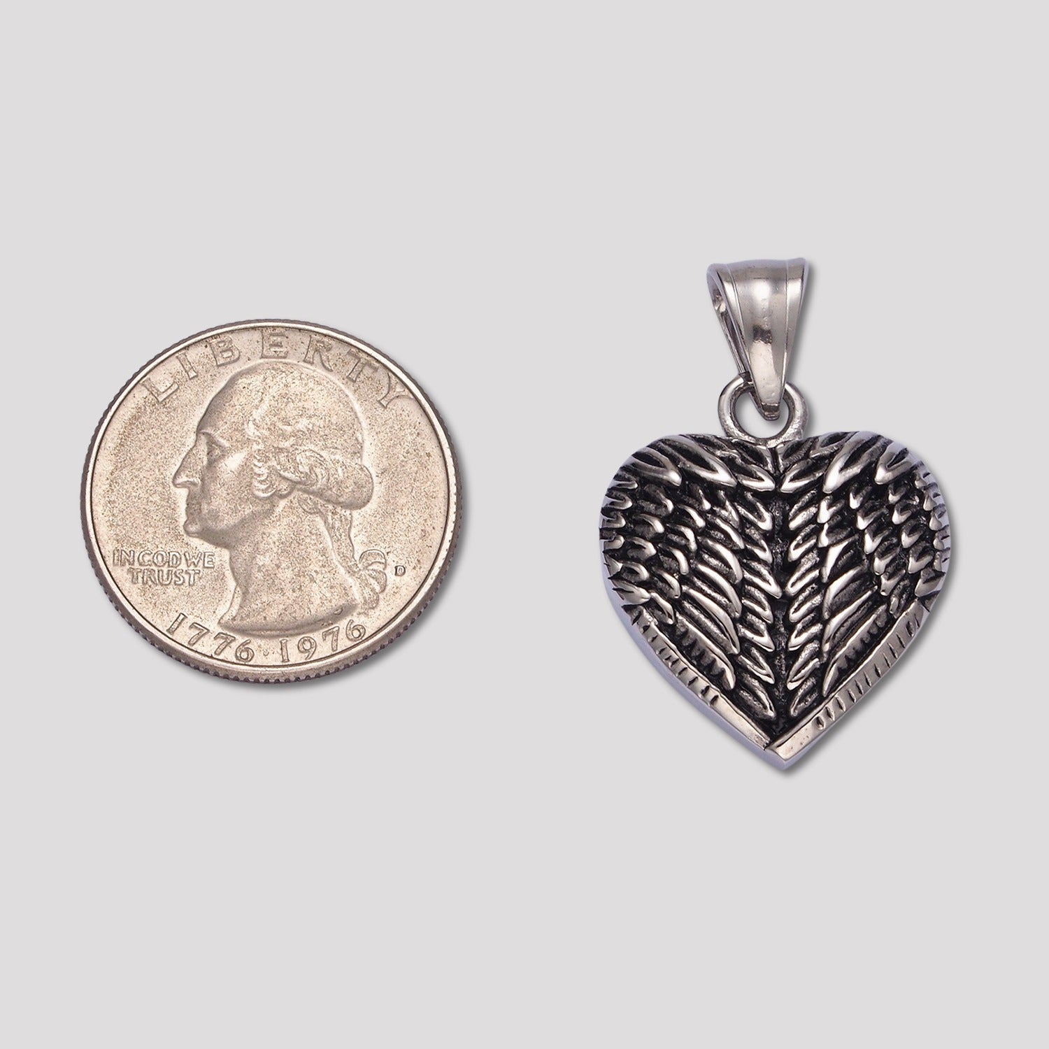 Launch Promo: Stainless Steel Gothic Angel Wing Heart Pendant | Sold Each