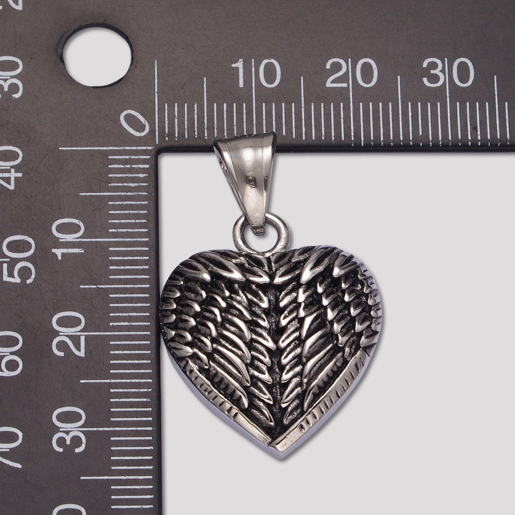 Launch Promo: Stainless Steel Gothic Angel Wing Heart Pendant | Sold Each