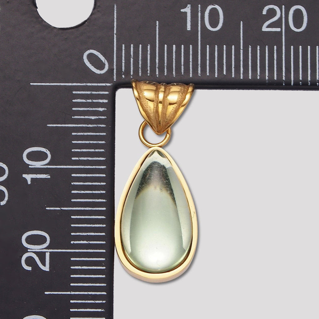 Launch Promo: 24K Gold PVD Stainless Steel Pastel Green Teardrop CZ Geometric Pendant | Sold Each