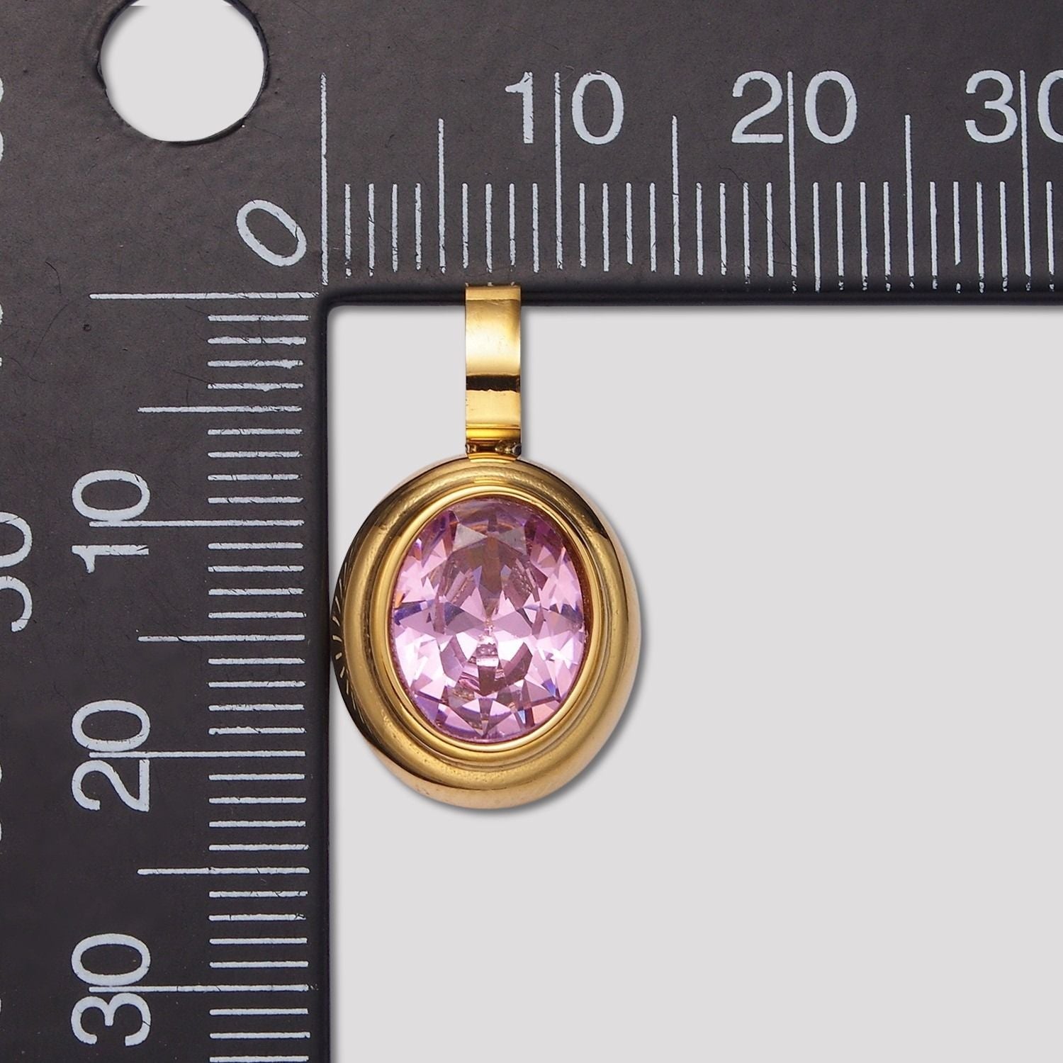 Launch Promo: 24K Gold PVD Stainless Steel Classic Oval Bezel Birthstone Pendant | Sold Each