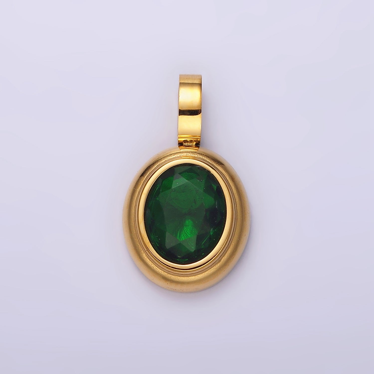 Launch Promo: 24K Gold PVD Stainless Steel Classic Oval Bezel Birthstone Pendant | Sold Each