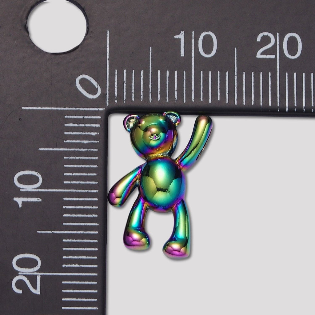 Launch Promo: Stainless Steel Cute Metallic Rainbow Gradient Teddy Bear Animal Pendant | Sold Each