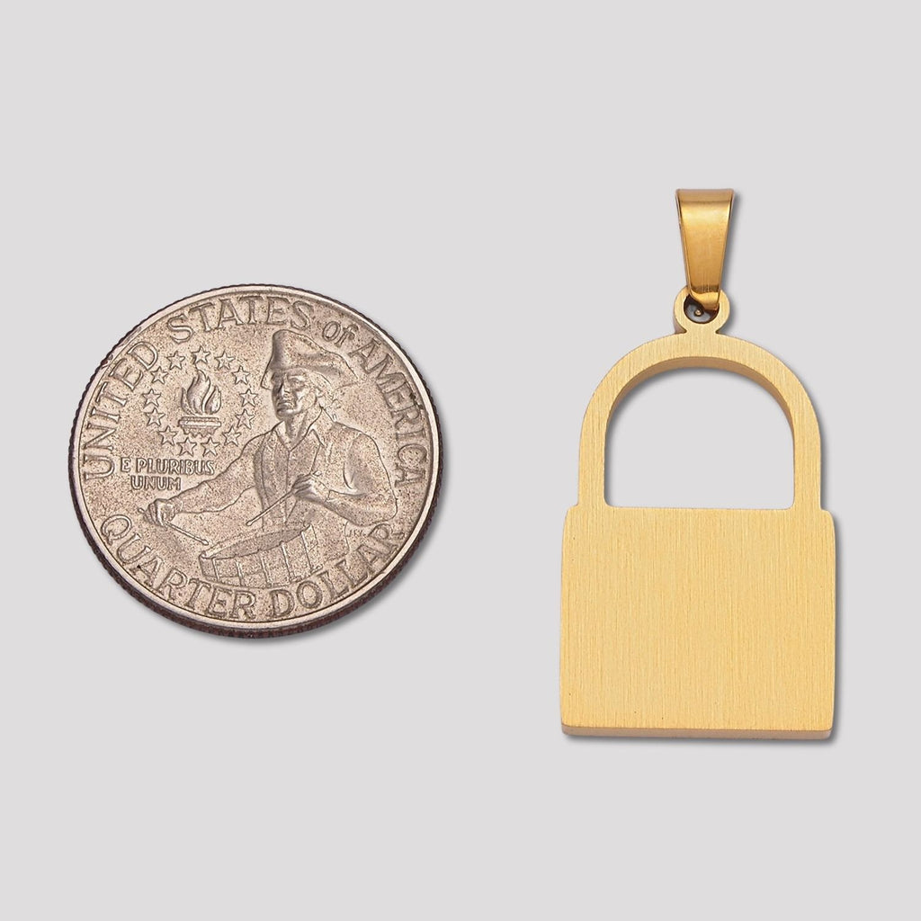 Launch Promo: 24K Gold PVD Stainless Steel Minimalist Arch Padlock Pendant | Sold Each