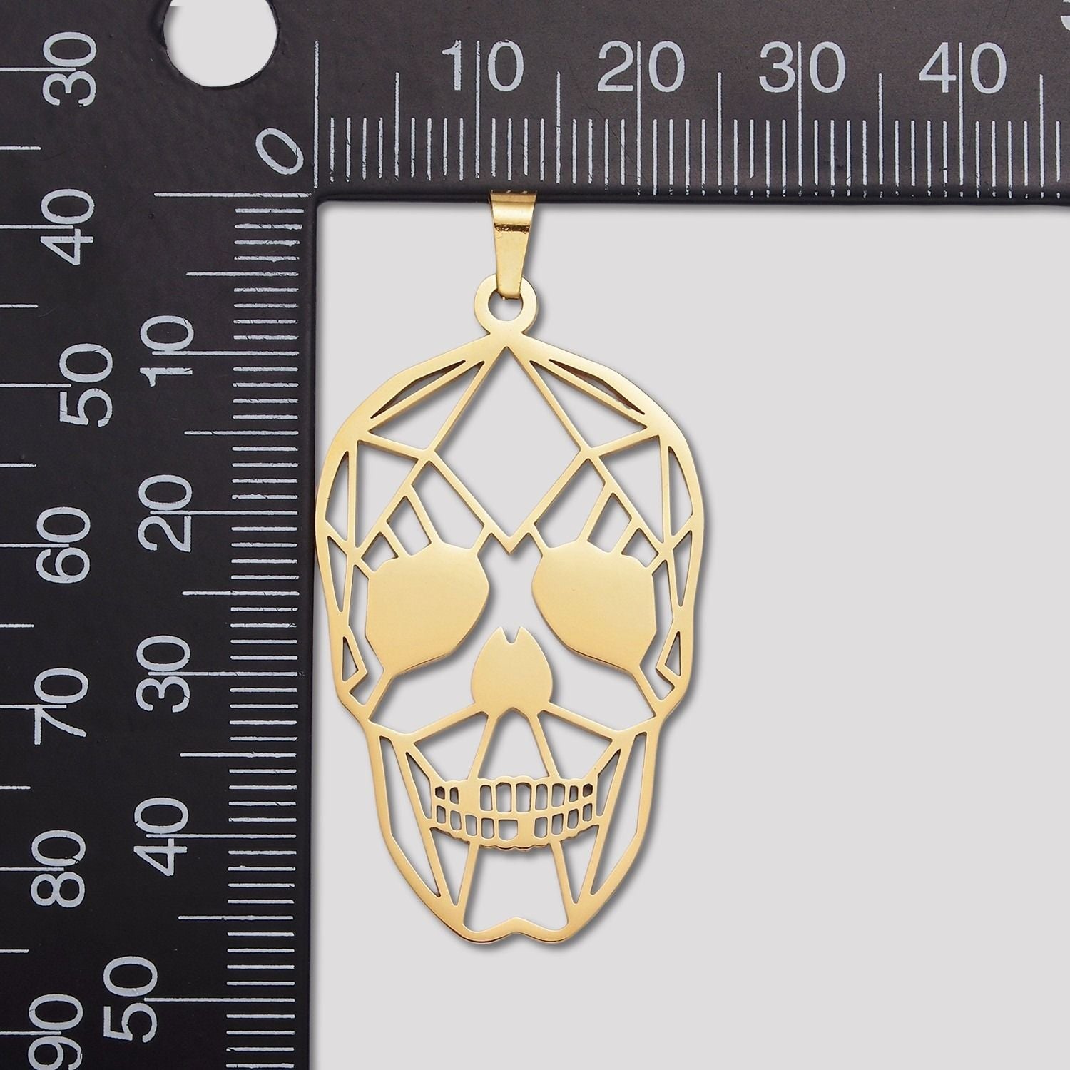 Launch Promo: 24K Gold PVD Stainless Steel Geometric Wireframe Skull Pendant in Gold & Silver | Sold Each