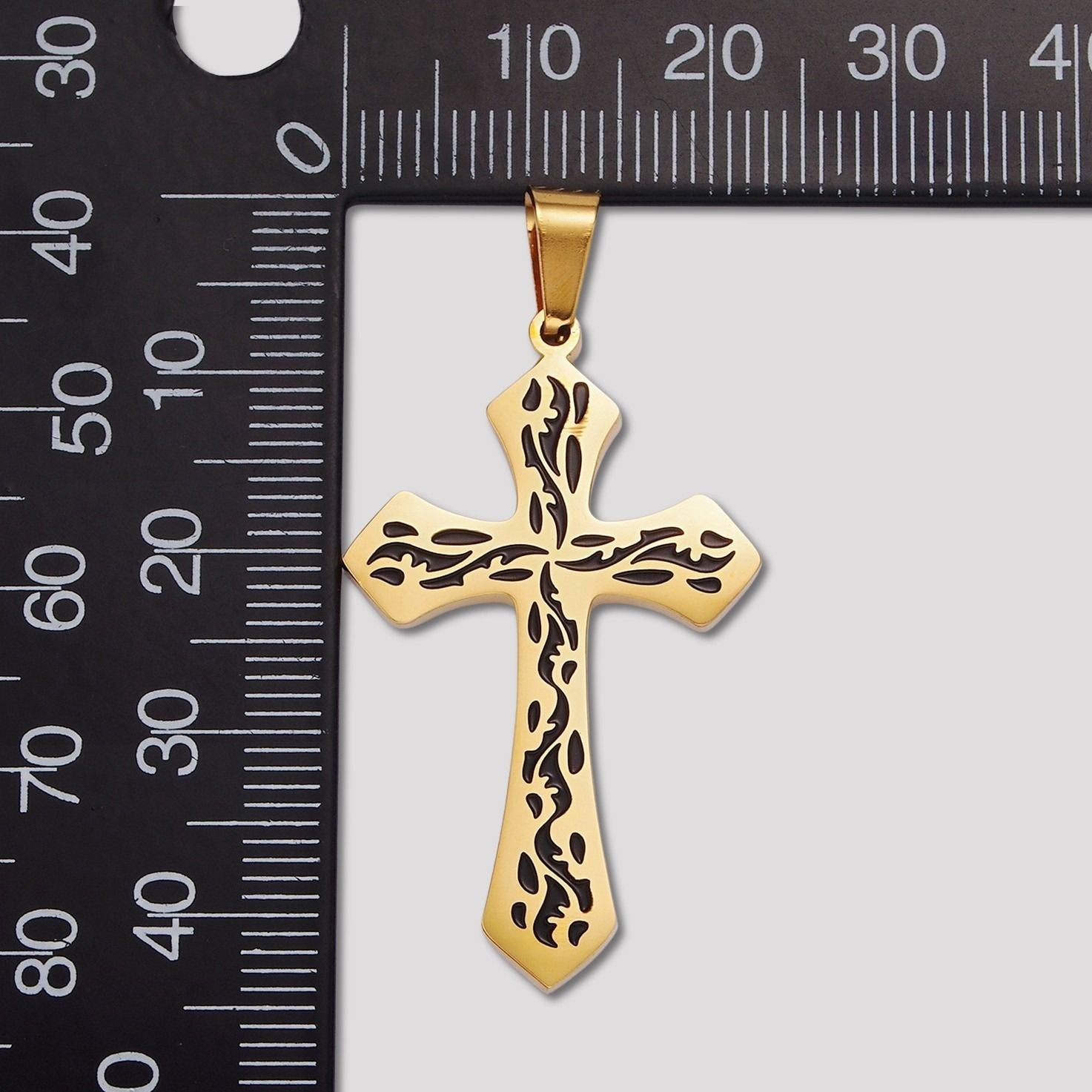 Launch Promo: 24K Gold PVD Stainless Steel Tribal Pattern Cross Pendant in Gold & Silver | Sold Each