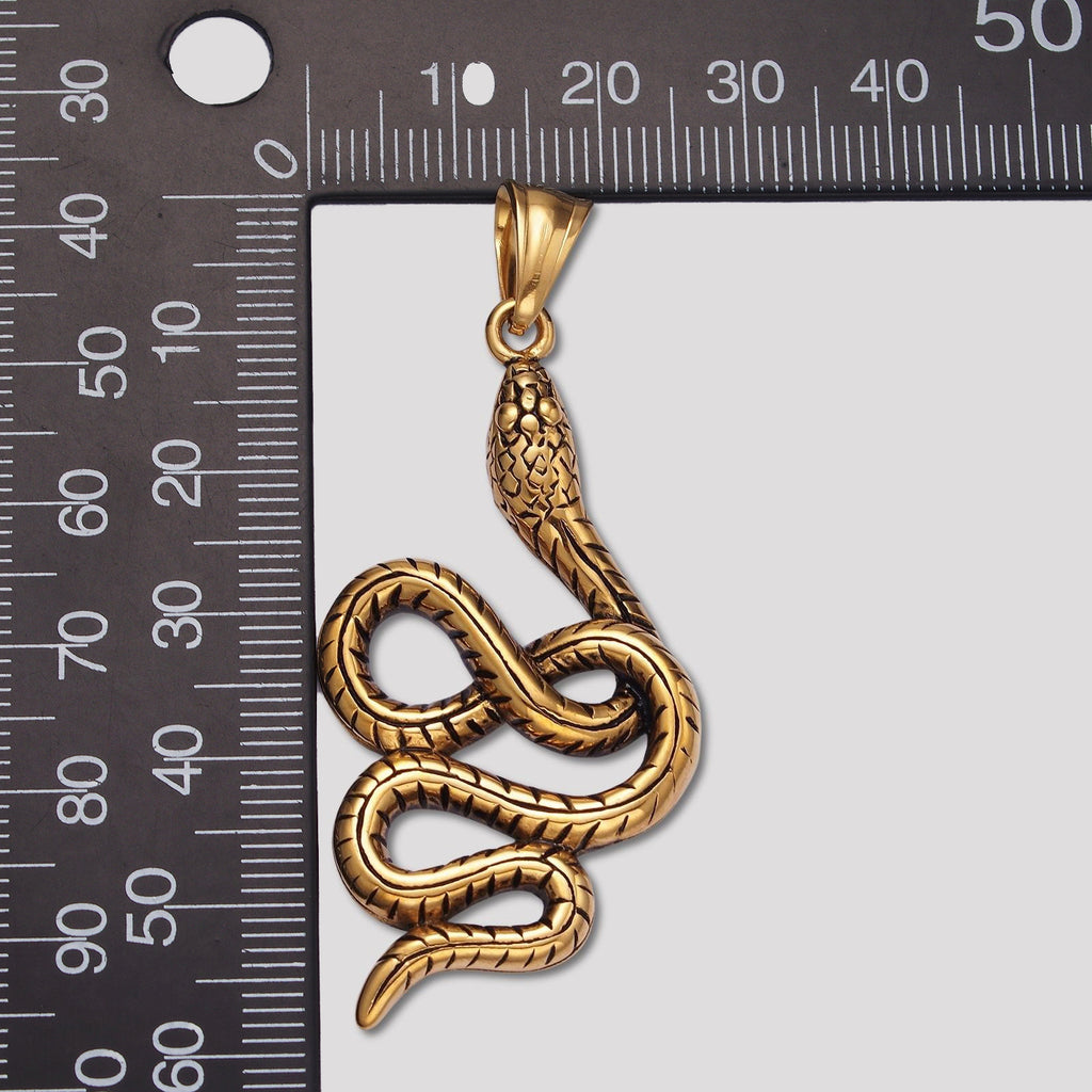 Launch Promo: 24K Gold PVD Stainless Steel Textured Coiled Snake Animal Pendant | Sold Each