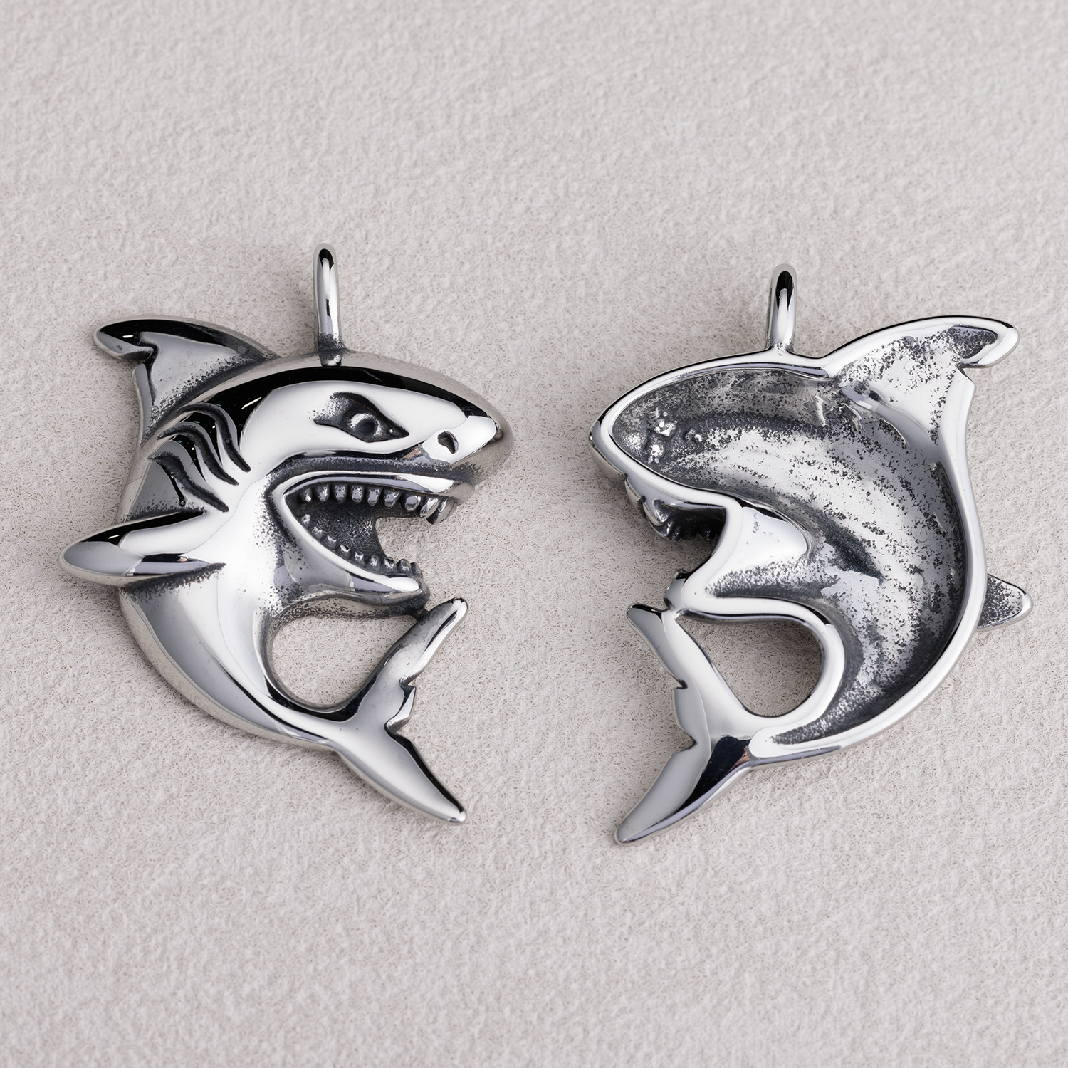 Launch Promo: Stainless Steel White Shark Predator Animal Pendant | Sold Each