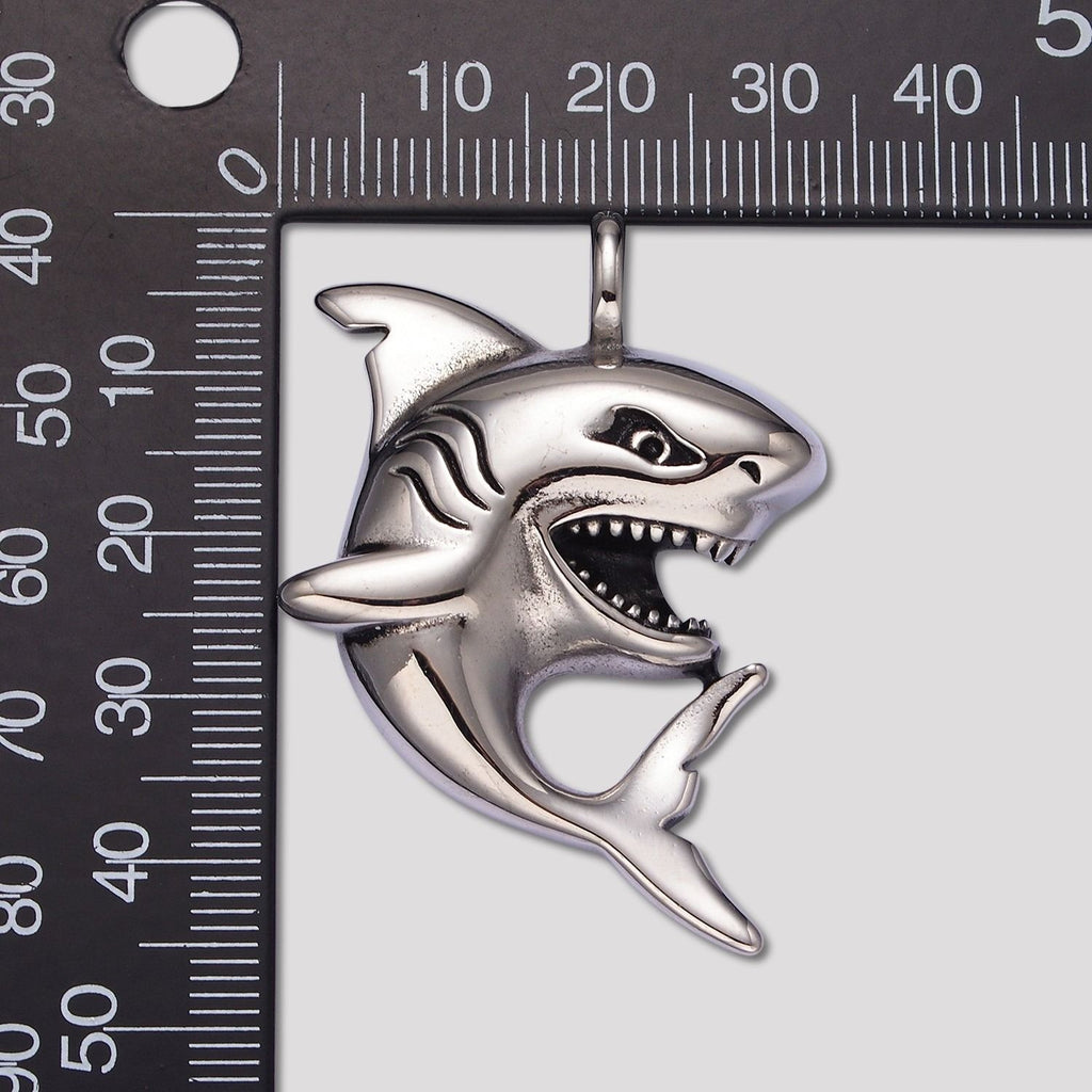 Launch Promo: Stainless Steel White Shark Predator Animal Pendant | Sold Each