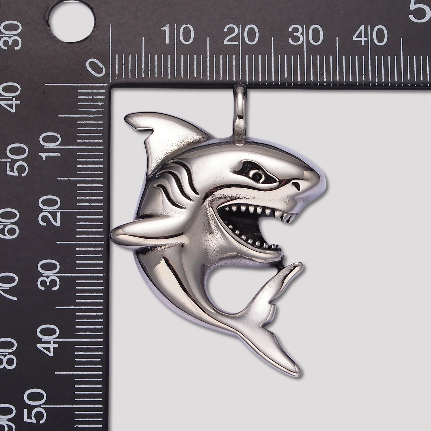 Launch Promo: Stainless Steel White Shark Predator Animal Pendant | Sold Each