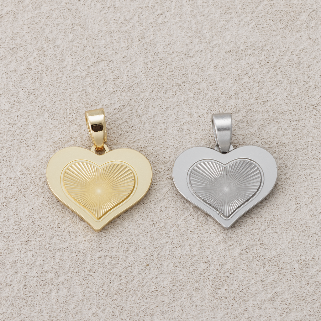 Launch Promo: 14K Gold PVD Stainless Steel Sunburst Love Heart Pendant In Gold And Silver | Sold Each