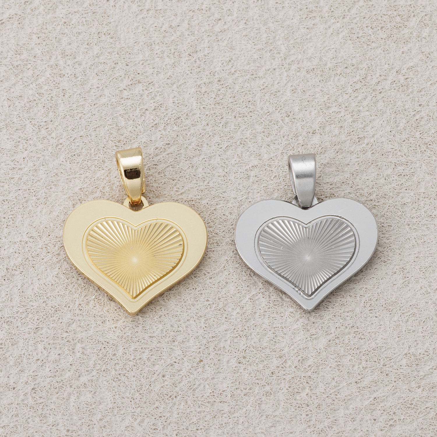Launch Promo: 14K Gold PVD Stainless Steel Sunburst Love Heart Pendant In Gold And Silver | Sold Each