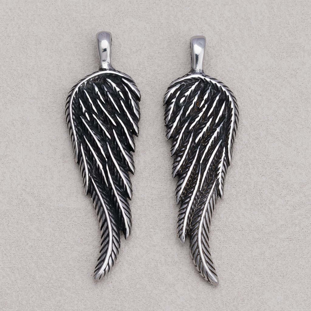 Launch Promo: Stainless Steel Black Half Angel Wing Pendant | Sold Each