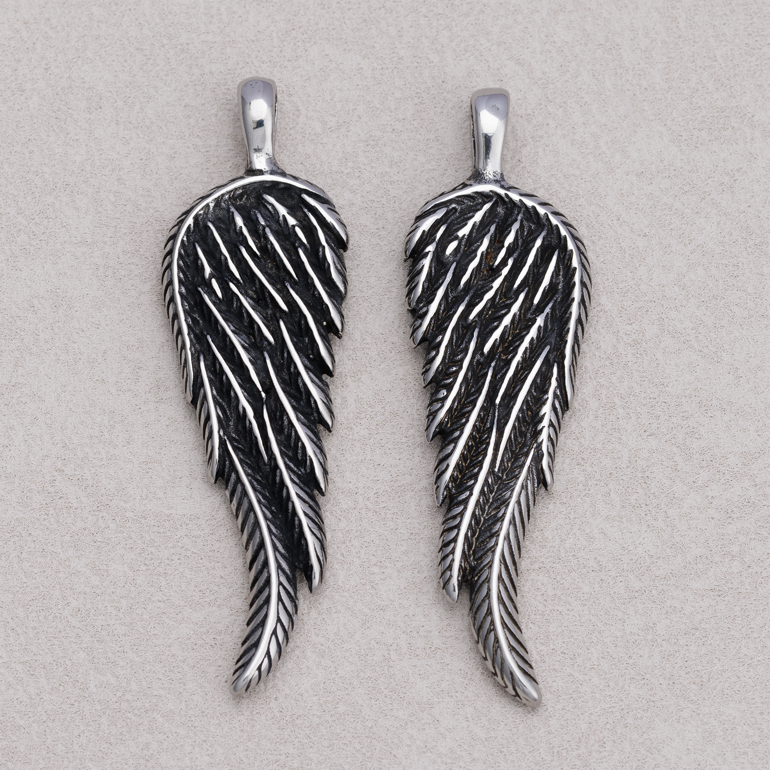 Launch Promo: Stainless Steel Black Half Angel Wing Pendant | Sold Each