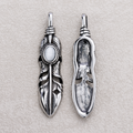 Launch Promo: Stainless Steel Moonstone Feather Pendant | Sold Each