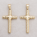 Launch Promo: 14K Gold PVD Stainless Steel Textured Religious Cross Pendant | Sold Each