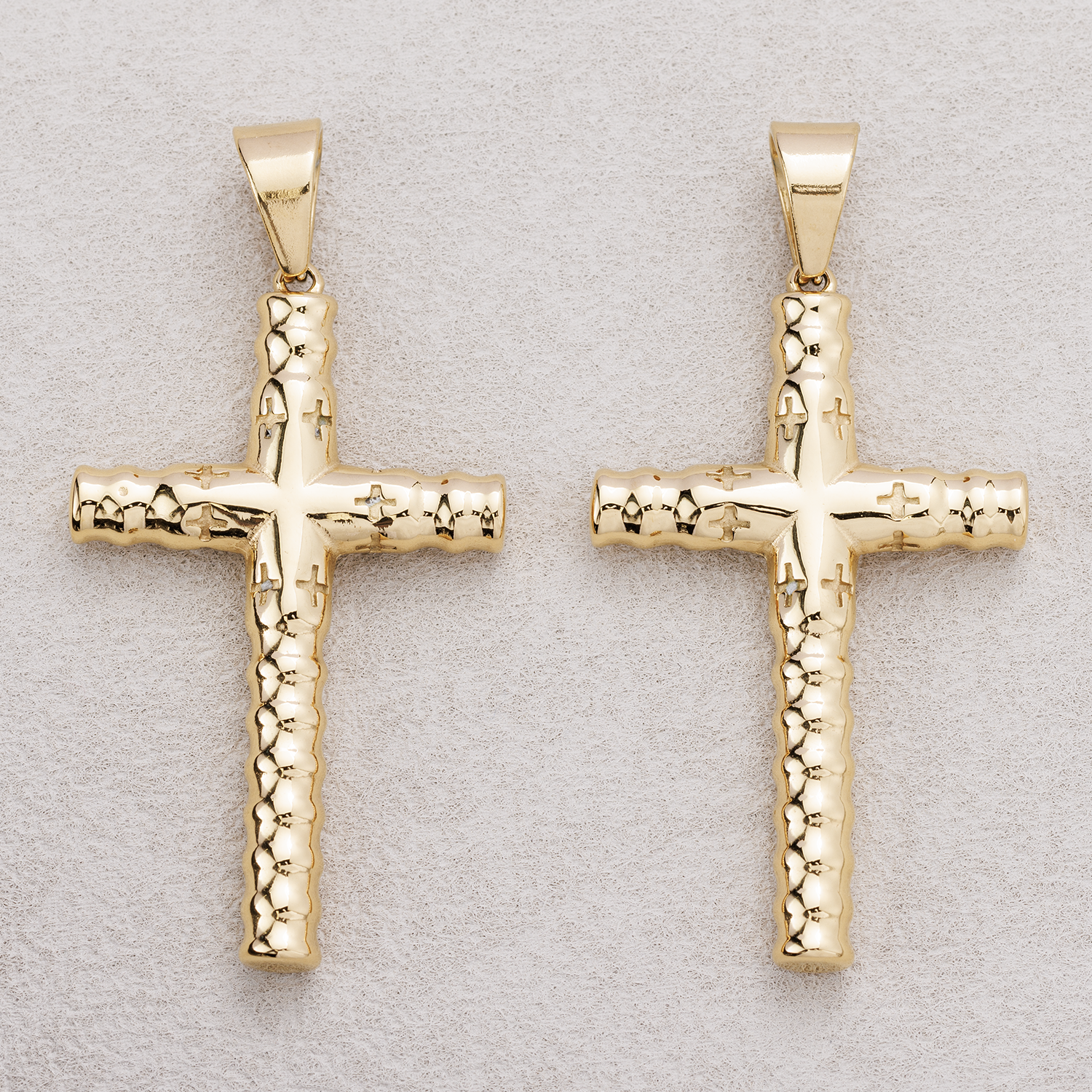 Launch Promo: 14K Gold PVD Stainless Steel Textured Religious Cross Pendant | Sold Each
