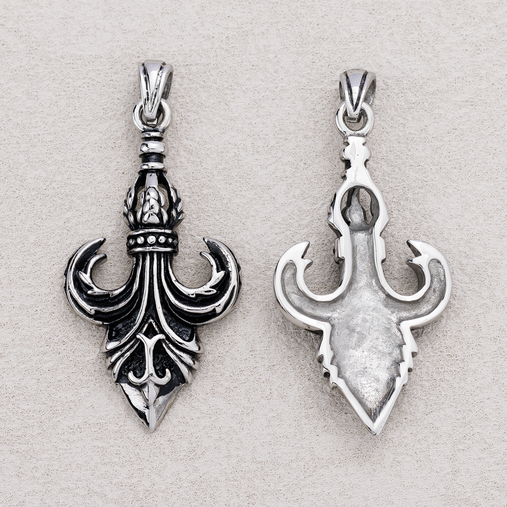 Launch Promo: Stainless Steel Vintage Knight's Fleur-de-lis Spear Pendant | Sold Each