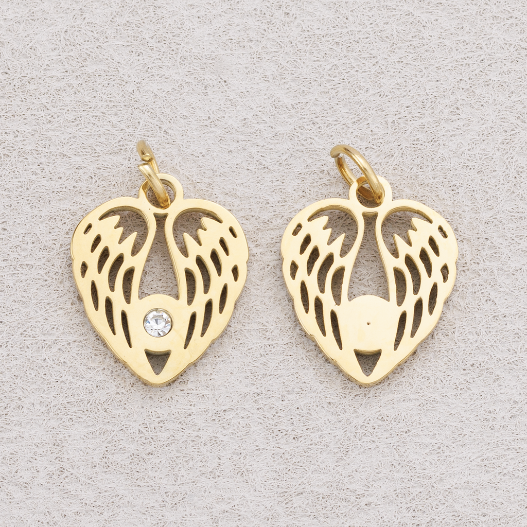 Launch Promo: 14K Gold PVD Stainless Steel Filigree Winged Heart Charm | Sold Each