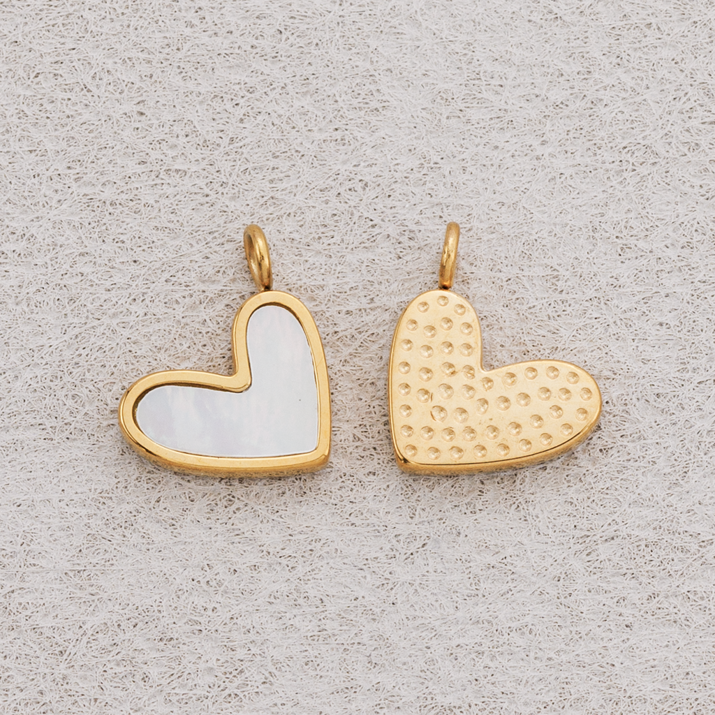 Launch Promo: 24K Gold PVD Stainless Steel Mother of Pearl Irregular Love Heart Charm | Sold Each