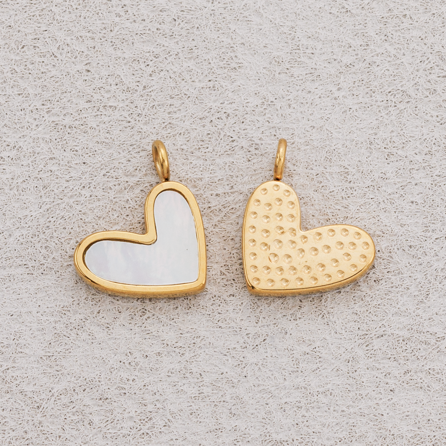 Launch Promo: 24K Gold PVD Stainless Steel Mother of Pearl Irregular Love Heart Charm | Sold Each