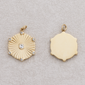 Launch Promo: Gold PVD Stainless Steel Sunburst Hexagon Medallion Pendant | Sold Each