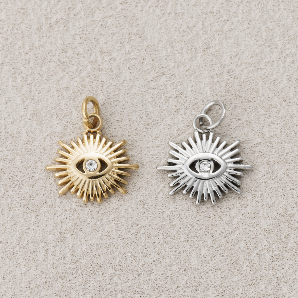 Launch Promo: 24K Gold PVD Stainless Steel Evil Eye Sunburst Religious Charm | Sold Each
