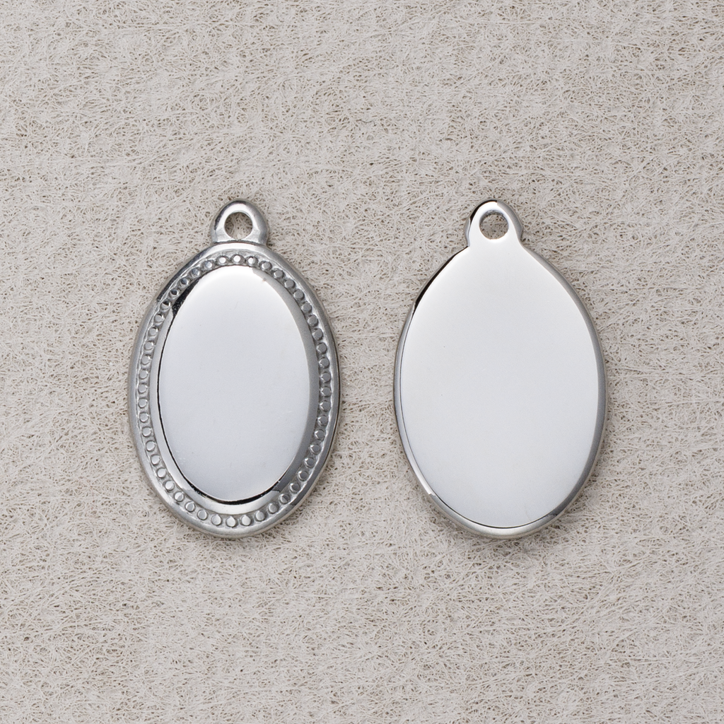 Launch Promo: Stainless Steel Oval Beaded Textured Charm | Sold Each