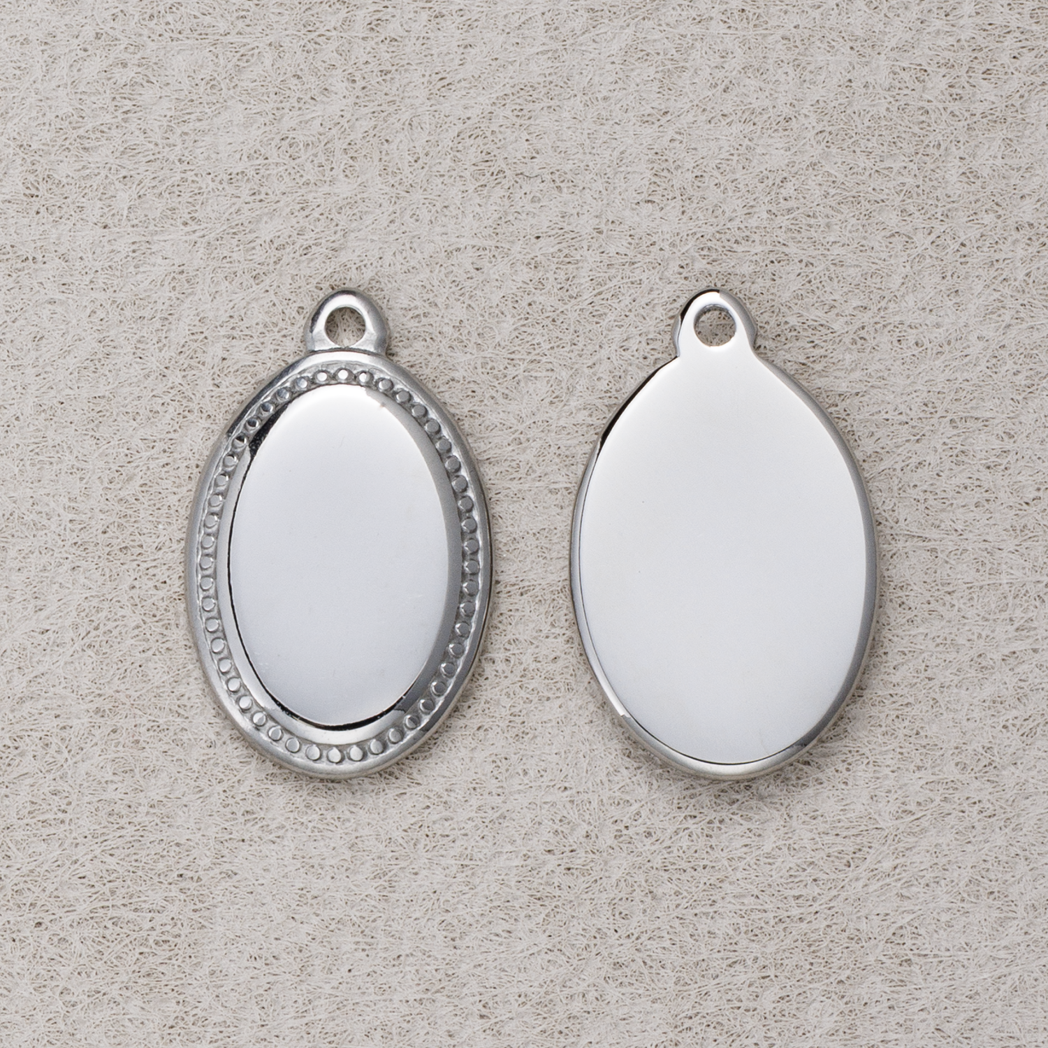 Launch Promo: Stainless Steel Oval Beaded Textured Charm | Sold Each