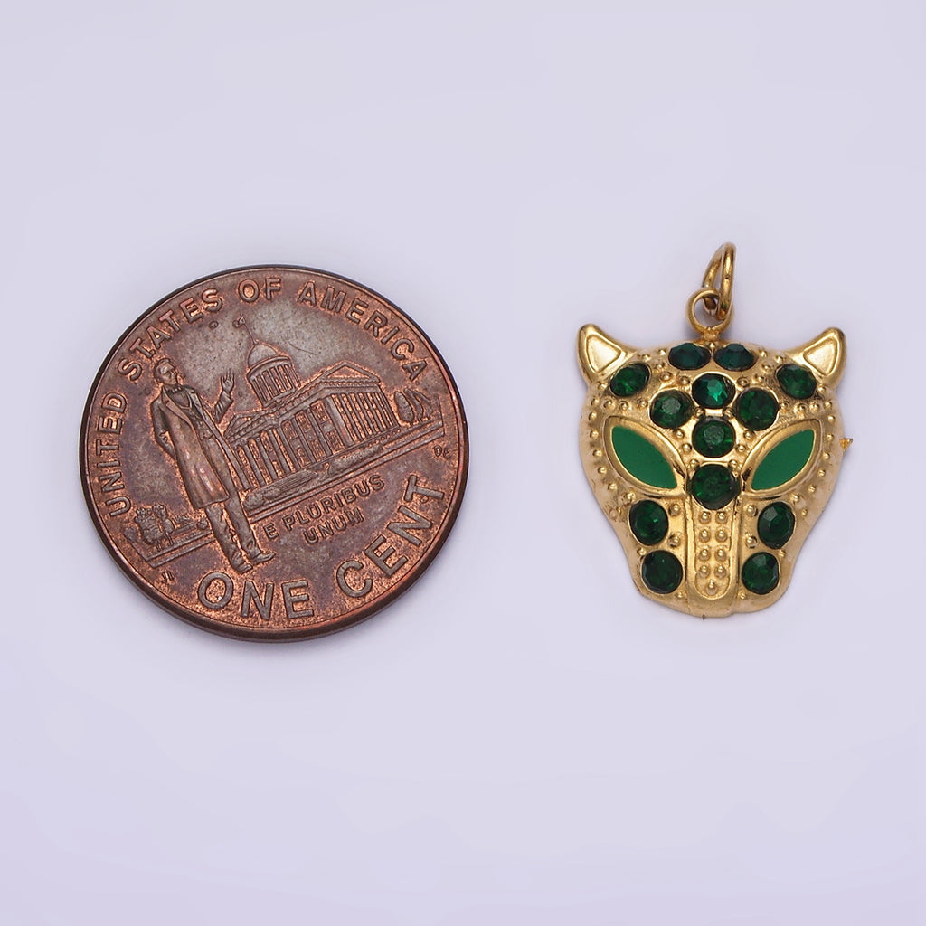 Launch Promo: 14K Gold PVD Stainless Steel Sparkling Panther Head Pendant | Sold Each