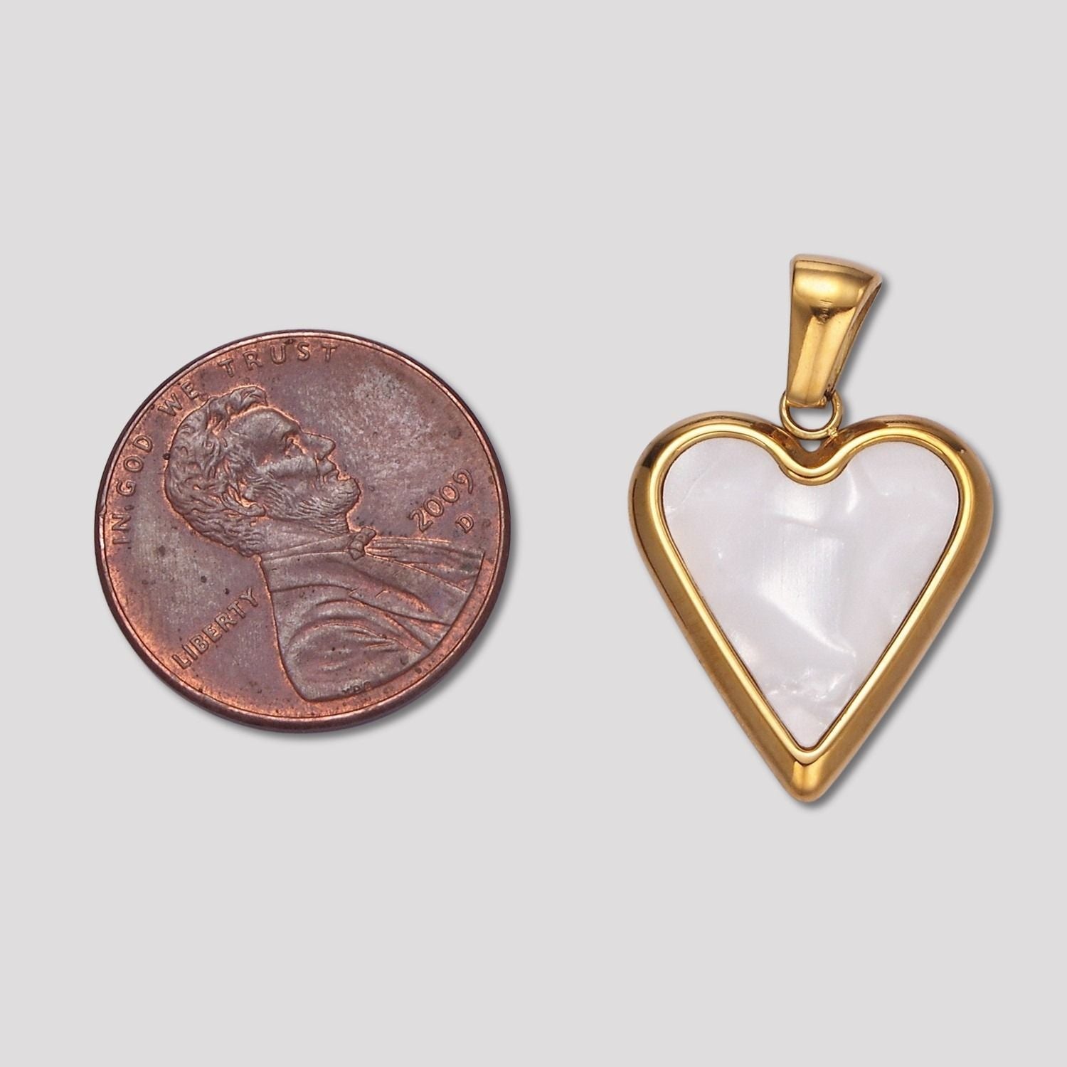 Launch Promo: 24K Gold PVD Stainless Steel Black & White Mother Of Pearl Love Heart Pendant | Sold Each