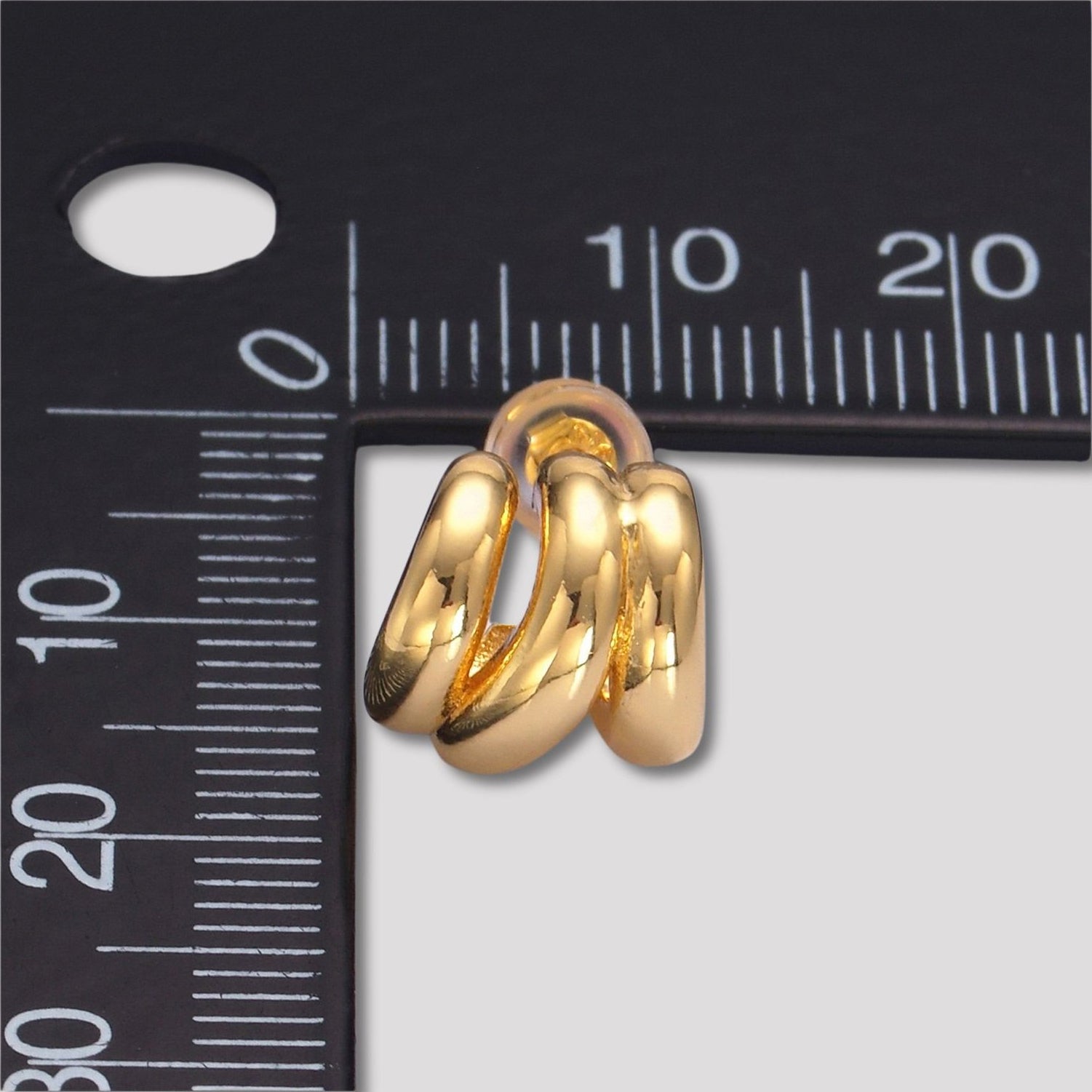 Launch Promo: 24K Gold PVD Stainless Steel Interlocking Triple Ribbed C Hoop Earring in Gold & Silver