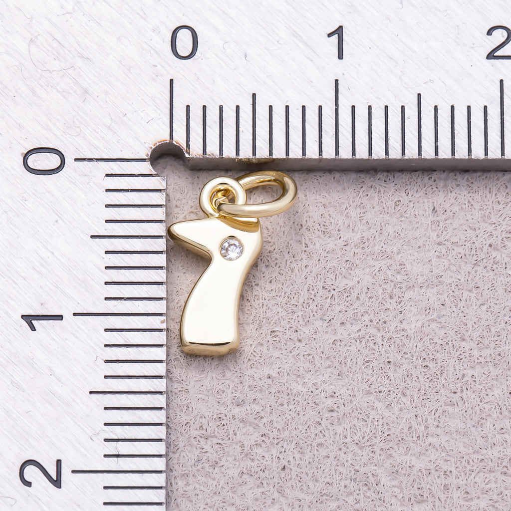 16K Gold Plated Solitaire CZ Puffy Balloon Number Charm (0-9) - Sold Each