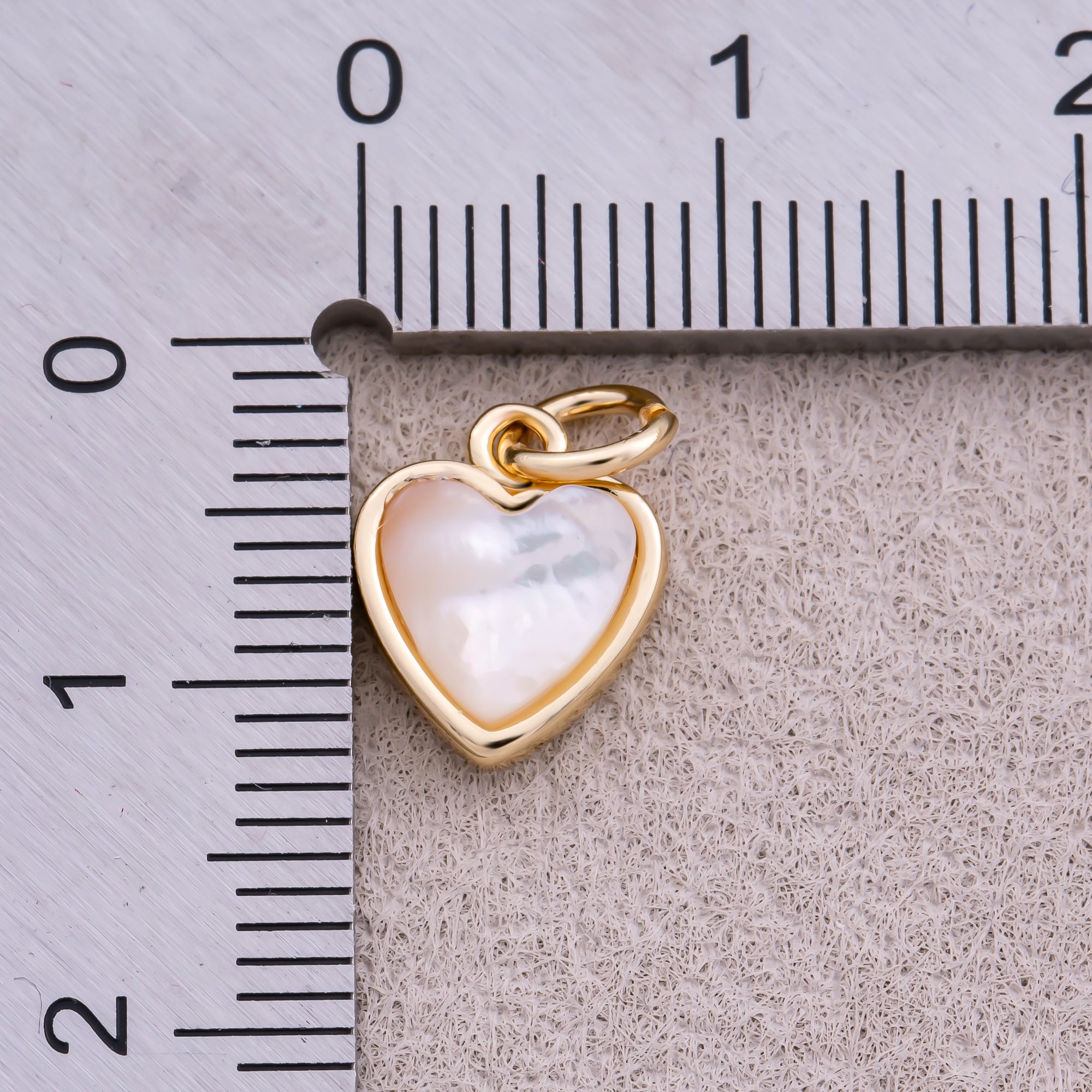 16K Gold Plated Mother Of Pearl Love Heart Bezel Charm - Sold Each
