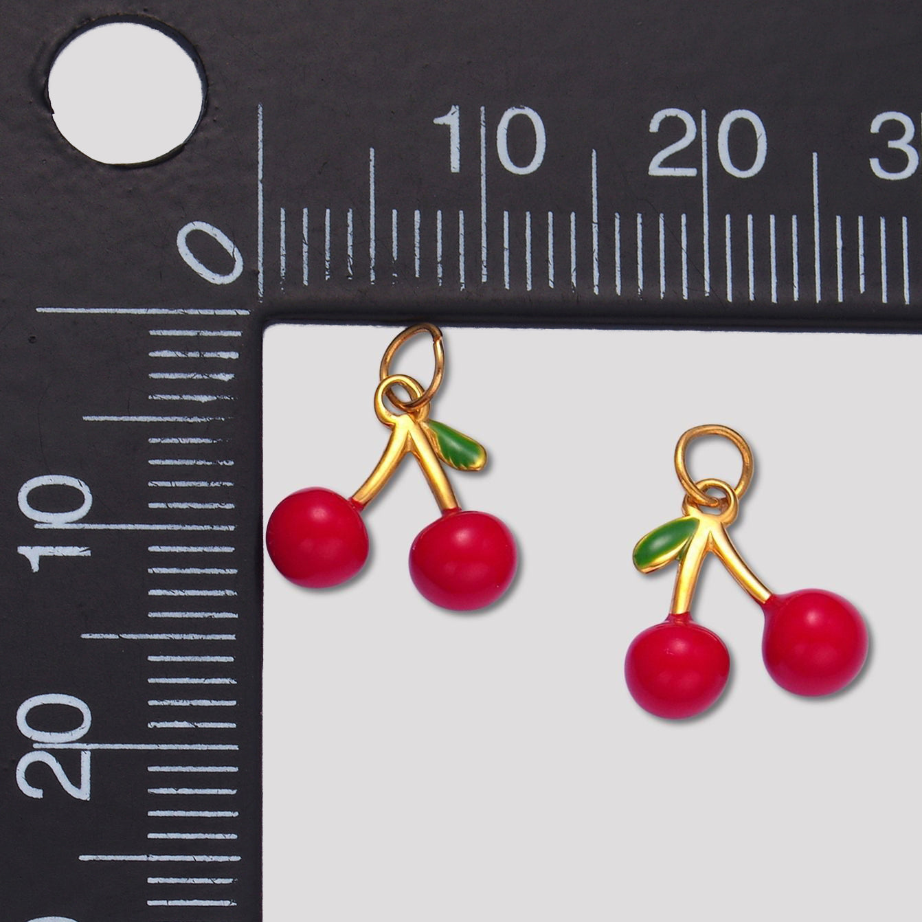 Launch Promo: 24K Gold PVD Stainless Steel Red Cherry Ceramic Fruit Charm | Sold Each