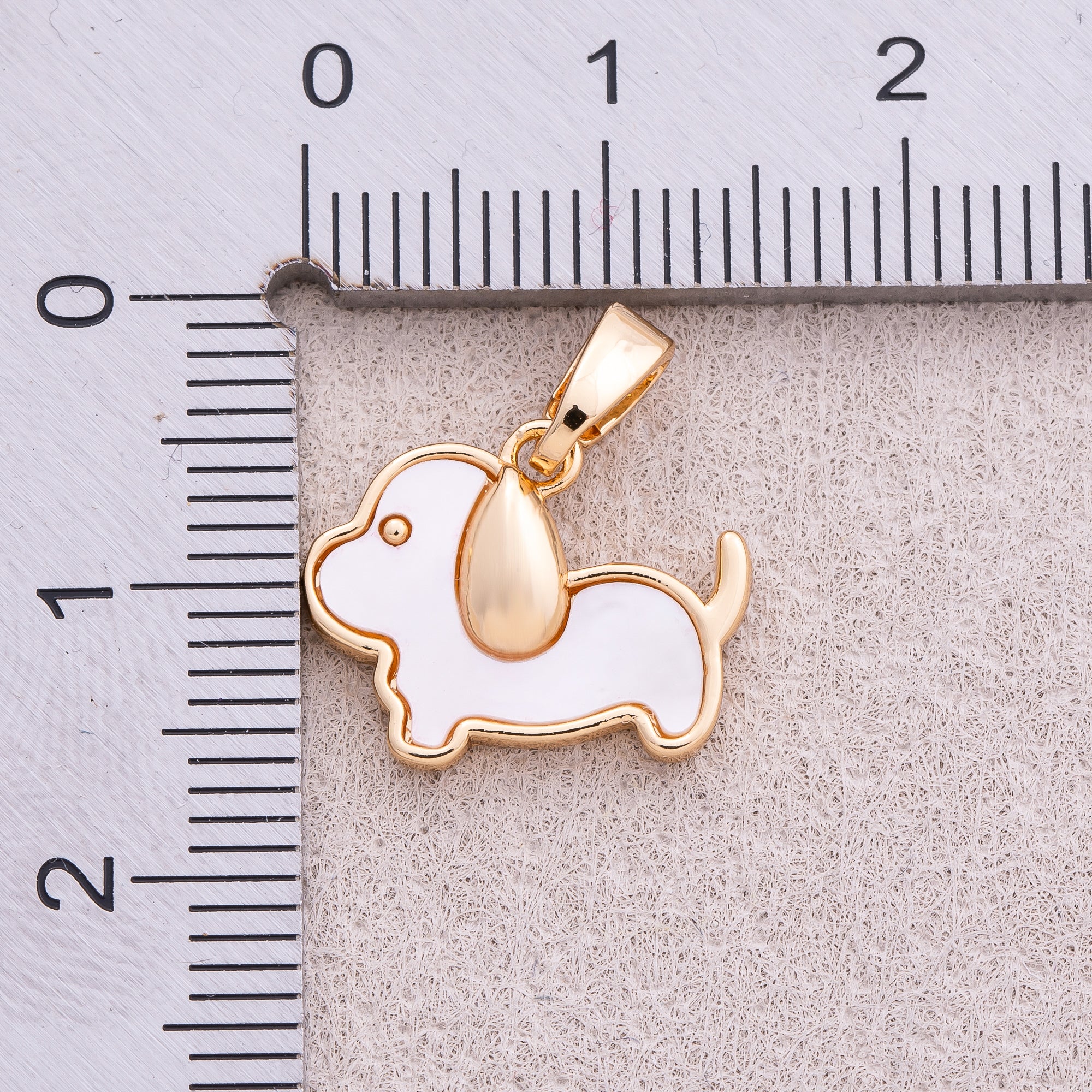 16K Gold Plated Mother Of Pearl Cute Puppy Animal Pendant - Sold Each