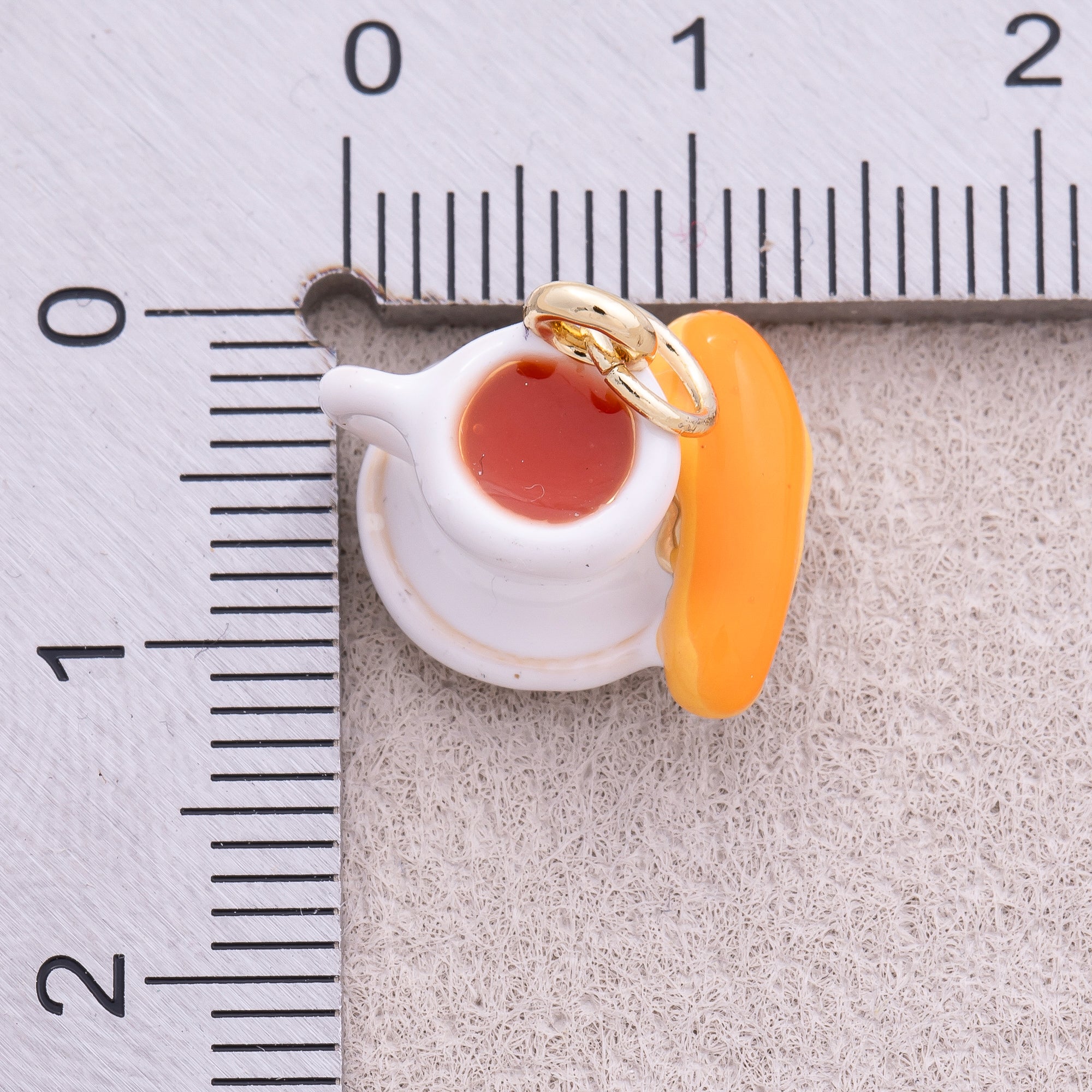 16K Gold Plated Breakfast Bread and Coffee Enamel Pendant - Sold Each