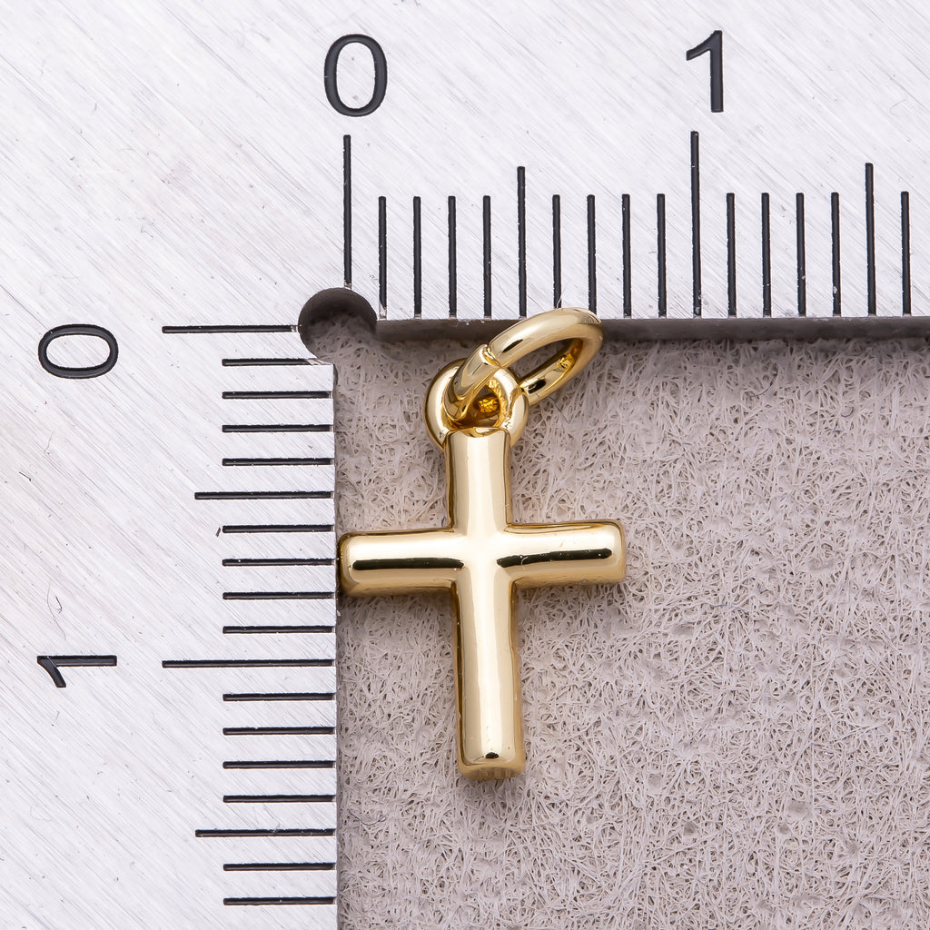 16K Gold Plated Plain Cross religious Charm - Sold Each