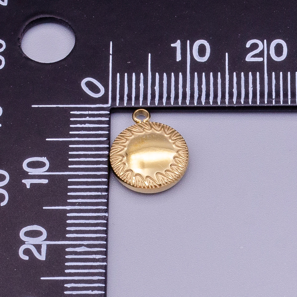 Launch Promo: 24K Gold PVD Stainless Steel Molten Textured Chubby Round Charm | Sold Each