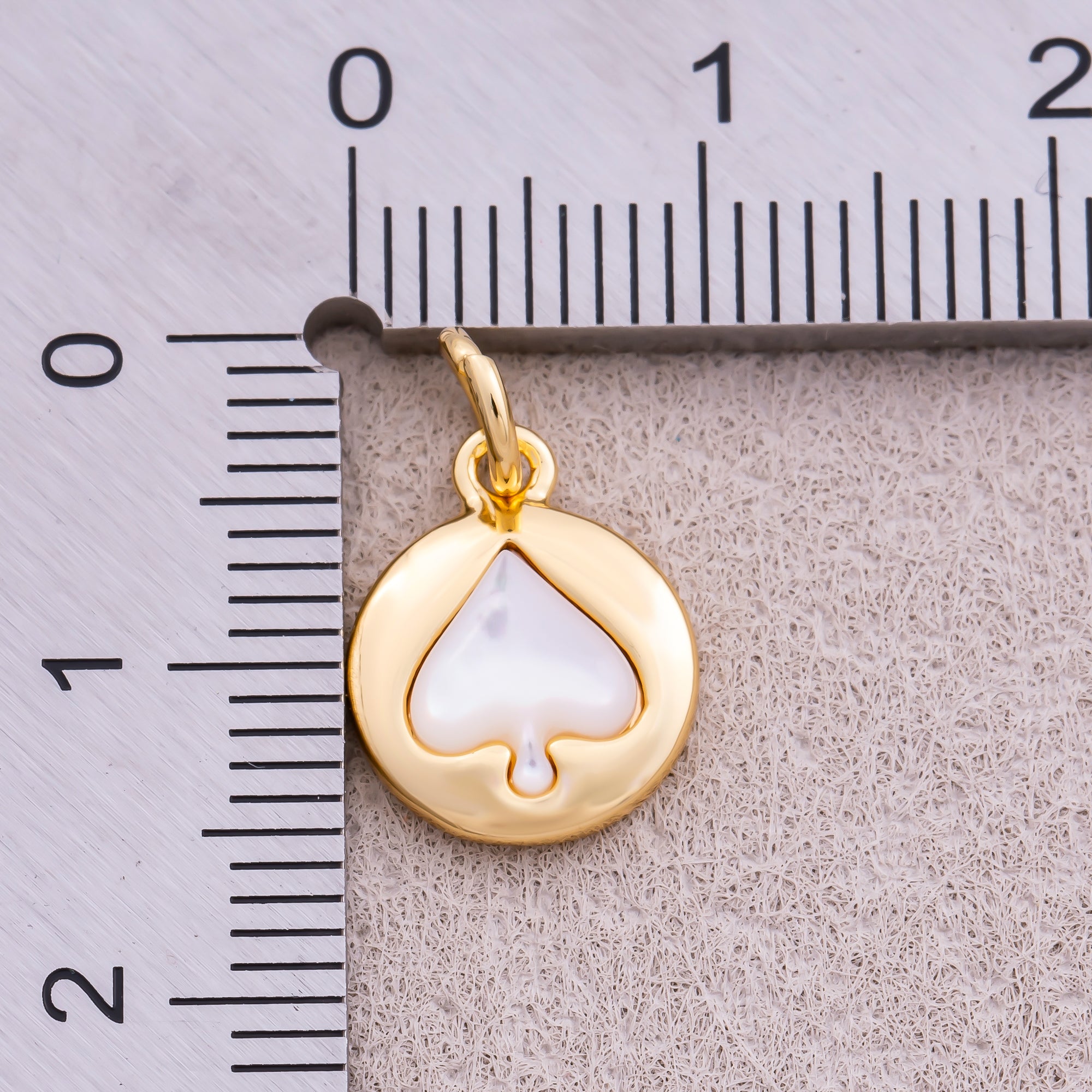 16K Gold Plated Mother Of Pearl Spades Medallion Charm - Sold Each